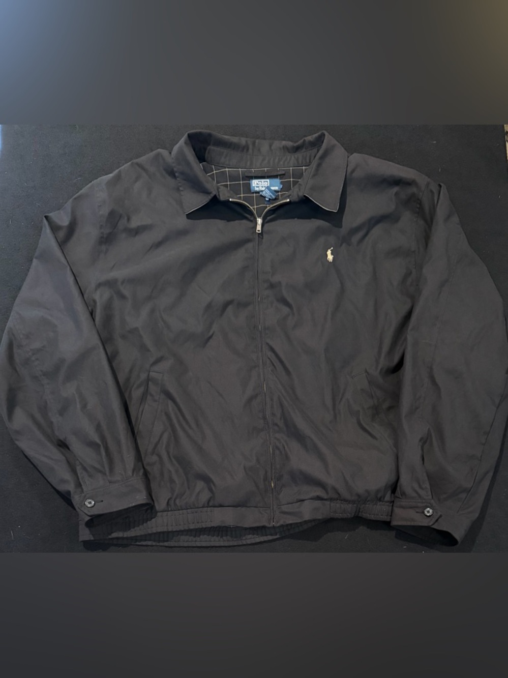 Polo Ralph‎ Lauren Harrington Vintage Black Full Zip Lined Mens Large